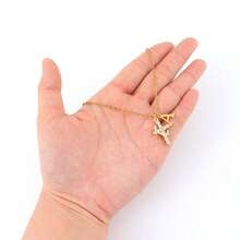 1pc Simple Classic Initial Crown Cross Pendants Golden Stainless Steel Chain Necklaces For Women - Yellow Gold - View 3