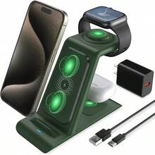 3 en 1 Estación de Carga Inalámbrica Rápido Compatible para Apple Múltiple Productos para Apple Watch Ultra 8 7 SE 6 5 4 3 para AirPods Pro/2 para iPhone 14 13 12 11 Pro MAX/X/XS/XR 8 Rosa - Verde - Ver 10