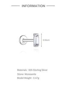 EleRunis 1PC 0.2ct Moissanite Diamond 925 Sterling Silver Flower Marquise Star Asymmetric 18K Gold Plated Flat Back Cartilage Helix Threaded Piercing Hoop Earring Fine Jewelry For Daily Wear Wedding Party Engagement Anniversary Valentine's Day - Silver - View 18