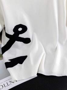 Women's Summer Clothing, High-End Short Sleeve Sweater New Arrival Fashionable Minimalist Personalized Contrast Color Knit Top White - White - View 4