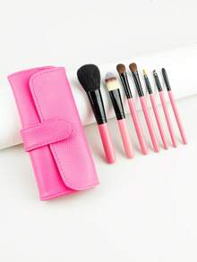 7pcs Makeup Brush Set With Pouch, Cosmetic Tools Include Eye Shadow, Eyebrow, Powder, Blush, Eye, Detail Brushes, Beginner Friendly Portable Set - Multicolor - View 3