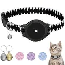 Breakaway Reflective Cat Collar With AirTag Holder, Ultra-Light Safety QR ID Tag + Bells For Cats & Kittens