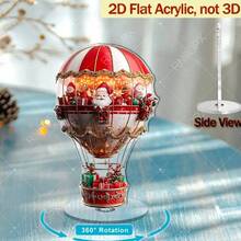 2D 亚克力平面圣诞老人和热气球装饰，圣诞主题装饰标志和牌匾，多功能波西米亚风格装饰，带有英文文字，适用于家庭、厨房、卧室、客厅、节日 - 彩色 - 查看 14