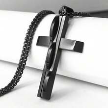 Herren Punk Mehrschichtiger Edelstahl geschweißter Kreuz Anhänger Halskette, 18K vergoldetes großes Kreuz, Weihnachten, Valentinstag, Geburtstag Geschenk, Alltags Tragen - Halskette mit Anhänger - Übersicht 10
