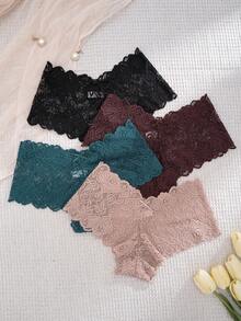 Bộ 4 chiếc quần lót bikini ren gợi cảm dành cho nữ. - Nhiều màu - Xem 4