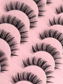 10 Pairs Of Natural Fluffy False Eyelashes Slim Soft Fluffy And Durable Naturally Extend The End Of The Eye Beautiful False Eyelashes Fashion Reusable Suitable For Daily Outings Commuting And Wearing On Campus