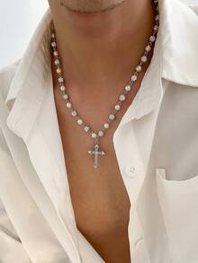 1 chiếc dây chuyền mặt hình thánh giá sọc kẻ tối giản cổ điển dành cho nam, mặt dây chuyền hình ngôi sao và dây chuyền bạc, thiết kế tinh tế, phụ kiện phong cách đường phố, nét quyến rũ sinh viên. - Màu hỗn hợp 1 - Xem 16