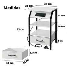 Buró De Noche Con Enchufe Buros Recamaras Buros Con Cajones - Blanco - Ver 7