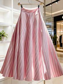 Chân váy xếp ly cạp cao cạp 3 kiểu dáng mới dành cho nữ, đơn giản, thời trang, thanh lịch, họa tiết sọc hồng trắng lãng mạn kiểu Pháp, đa năng và sành điệu, thích hợp cho kỳ nghỉ xuân hè. - Nhiều màu - Xem 3