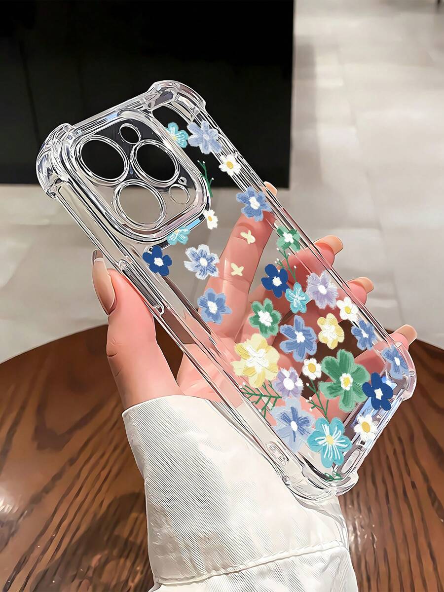 Funda para teléfono con bonito estampado floral veraniego, compatible con iPhone 16, 15, 14 Pro Max, 13, 12, 11, XR y XS Plus. Fabricada en silicona TPU, ofrece protección contra golpes y caídas, además de una excelente sensación al tacto. Es el regalo ideal para familiares, amigos y seres queridos. - transparente - Ver 1