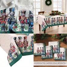 FIAN  Home Fashions - Mantel de Cascanueces Real diseño clásico de Soldado de Navidad 60 x 84 Pulgadas Rectangular Color Marfil - 213,4 x 152,4 cm (ovalado) - Ver 5
