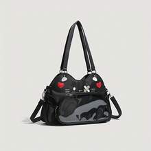 Cool Y2K Millennial Girl Style Ita Bag, Versatile Mechanical Cat Mini Backpack, Small Capacity Ita Bag, 2025 New Arrival, Y2K Anime Style, Cute Preppy Transparent Crossbody Shoulder Bag. - 藍色 - 查看 3