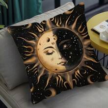 TOPSSCTR 4pcs, Meditation, Lotus, Sun, Moon And Stars Throw Pillow Cover, Comfortable Soft Cushion Covers With Zipper Closure, 45 X 45 Cm Printed Pillowcase Suitable For Home Sofa Decoration, Ramadan Decor, Without Pillow Cores - Multicolor - View 6