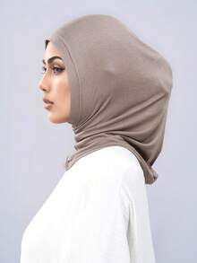 1件装女士纯色头巾内衬，穆斯林头巾，针织头巾，适合日常祈祷和外出穿着 - 彩色 - 查看 15