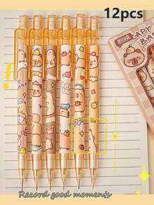 6pcs/Box Capybara Automatic Pencil, High-Quality Creative Student Stationery, Cute Erasable Automatic Pencil, 0.5mm 2B Lead, No Need To Sharpen, Refillable, Smooth Writing, Built-In Eraser, Suitable For Exams, Sketching And Drawing, Professional Art Pencil - Multicolor - View 8