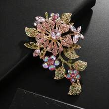 1pcs/Set Exquisite Shiny Color Rose Flower Brooch, Ladies Evening Dress Pin, Wedding Fashion Accessories, Female Gift - Multicolored - View 3