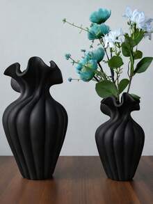 1pc Large French Vintage Style Decorative Vase, Black, Suitable For Living Room/Dining Table Home Decor - Multicolor - View 6