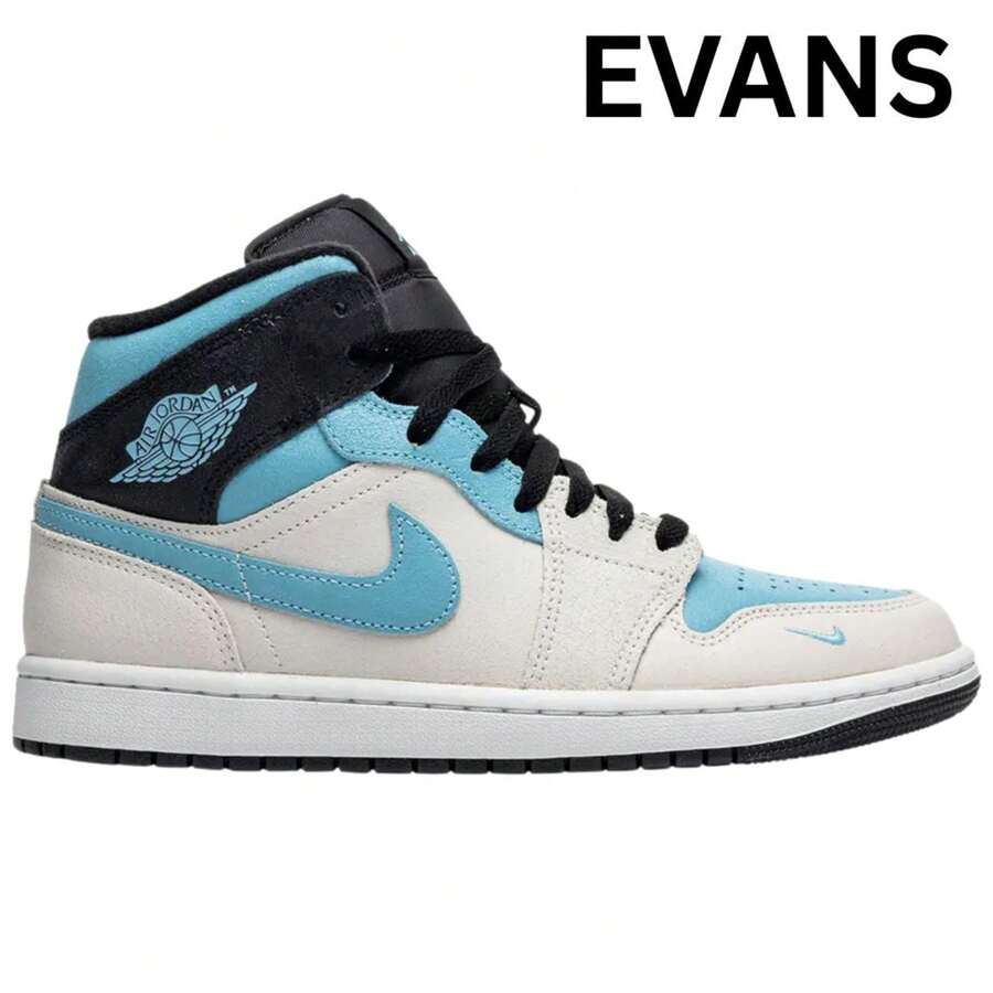 Nike Air Jordan 1 Mid SE Blue Chill IM6567-121 Men Fashion Sneakers New - 白色/黑色/藍色 - 查看 1