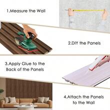 8 - Pack 3D Slat Wall Panels U2014 Soundproof Faux Wood Wall Panels Interior Dcor, 48.2 Inchx 6.3 Inch, Modern Wall Cladding Living Room, Bedroom, Office U2014 Walnut - 8 包 + 核桃 - 查看 8