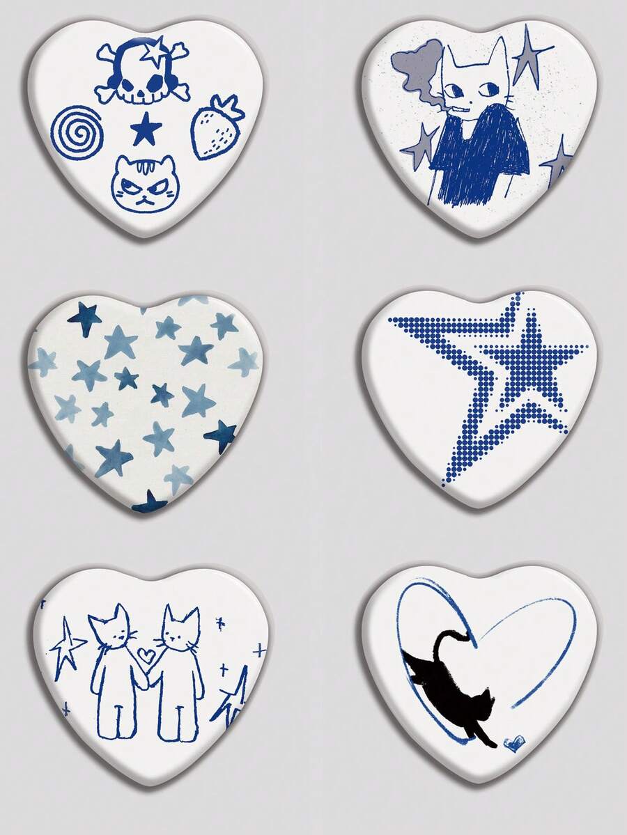 心形徽章，经典时尚徽章/胸针，2D平面设计，高品质金属配件，适合装饰衣服、帽子、背包，是节日送给朋友、同学、同事和家人的趣味礼物。 - 彩色 - 查看 1