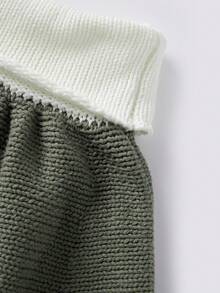 Women's Ruffle Knitted Skirt Fashionable Solid Color/Contrast Color High Waisted Mini Skirts - Green - View 3