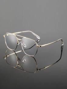 1副男士金属不对称几何无度数眼镜沙滩眼镜，夏季 - 銀色 - 查看 8