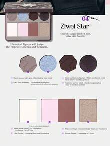 GIRLCULT 13g/0.46oz Multi-Functional Makeup Palette, Artistic Color Design, Matte & Shimmer Textures, Finely Milled Powder, For Eyes, Cheeks, Highlighter, Portable Makeup Set, Creative Color Combinations - 04 Hoa diên vĩ nửa đêm - Xem 4