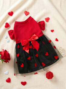 PETSIN Valentine's Day Red & Black Tulle Heart Shaped Pet Skirt - Multicolor - View 1