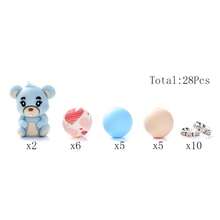 28件套手链项链制作硅胶珠套装，浣熊图案珠子配15毫米印花圆珠，DIY手工套装，笔，派对礼品 - 彩色 - 查看 11