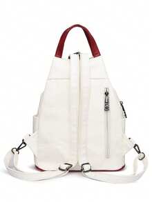 Women Leather Backpacks Zipper Female Chest Bag Travel Back Pack Ladies Bagpack Mochilas School Bags For Teen Girls Bag - White - View 7