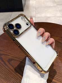 基础款苹果手机壳，电镀加厚透明手机壳，适用于 16/16 Pro Max/16 Pro/16 Plus/11/12/13/15 Pro Max，防水、防震、防摔、防刮花 - 金色 - 查看 3