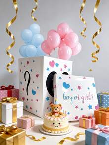 1 set Kotak Hadiah Pengungkapan Jenis Kelamin Jumbo dengan Balon Lateks Merah Muda dan Biru Ukuran 5 inci untuk Pengungkapan Jenis Kelamin, Baby Shower, Dekorasi Pesta Ulang Tahun - MultiWarna - View 3