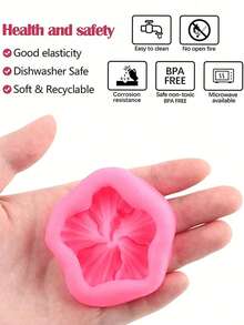 1/12件装芙蓉花硅胶模具，DIY粘土工艺品，手机壳装饰，珠宝制作铸造用品 - 粉色 - 查看 9