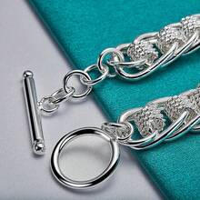 925 Sterling Silver Plated Many Circle Chain Bracelet For Women Men Wedding Party Fashion Jewelry - Silver - View 4