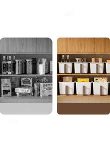 1pc Cabinet Storage Box With Handle, Snack & Seasoning Kitchen Storage Container, High Capacity Household Organizer Box Versatile Space-Saving Pantry Organizer For Closet, Cabinet, And Countertop; Design With Easy-Grip Handle; Stackable, Modular Solution For Snacks, Spices, Tea Bags, Coffee Pods, Sauces, And Small Kitchen Essentials; Ideal For Spring Cleaning, Mother's Day Gifting, And Mid-Year Refresh; Keeps Countertops Tidy, Reduces Clutter, Enhances Accessibility, And Supports Efficient Meal Prep; Transparent Lid For Quick Visibility, Lightweight Yet Sturdy Construction, Fits Standard Shelves, Easy To Wipe Clean; Converts Messy Cabinets Into Orderly Zones, Optimizes Storage Flow, And Maximizes Space In Tight Kitchens; Premium-Quality, Practical, Multifunctional Storage Solution For Busy Households And Stylish Home Organization. - Multicolor - View 5