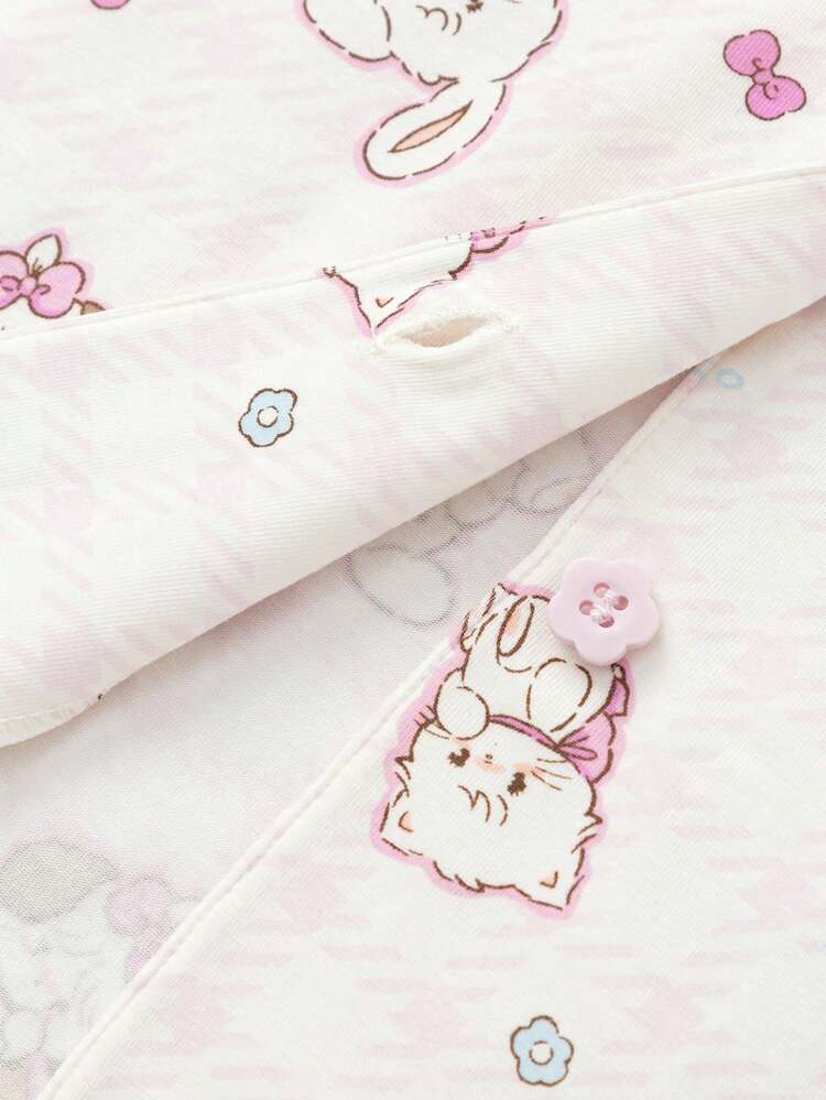 Balabala Girls Mikko Print Pajama Set, Soft Touch Fabric, Cozy Sleep & Lounge Wear - Pink - View 3