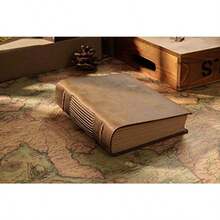 MOLIMERLeather Writing Journal SINLOOG Handmade Bound Genuine Crazy Horse Leather Cover Notebook with Unlined Vintage Paper 120 GSM 7.5 x 5.5 inch (A5) Classic Brown Sketchbook 400 Pages Diary Gift for Travelers Writers Artists - como en la foto - Ver 2