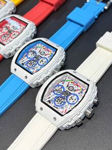 ONOLA新款时尚石英男士多功能计时腕表，夜光运动防水腕表，欧美风格，大表盘机械表，简约时尚男士腕表 - 均碼 - 查看 3