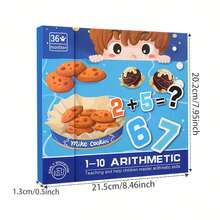 Libro de puzle magnético de letras y matemáticas: Tema de galletas 1-10 Juego de aprendizaje de matemáticas, adecuado para niños de 3 a 5 años, incluye pegatinas de números y alimentos, juguete educativo temprano y divertido, excelente para practicar el conteo y la suma básica, regalo ideal al estilo Montessori para desarrollar habilidades cognitivas y matemáticas - Multicolor - Ver 3