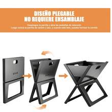 Parrilla carbón plegable portátil asador camping exterior, parrilla fácil de transportar y montar, adecuada para viajes, picnics y camping, diseño plegable, material resistente, ideal para asar carne, verduras y alimentos al aire libre - Negro - Ver 3