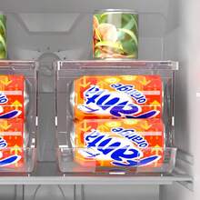 Paquete de 2 organizadores de latas de soda para refrigerador apilables latas de comida enlatada dispensador de latas con tapa para nevera congelador contenedores de almacenamiento - Por supuesto - Ver 7