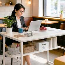 Mesa Auxilia Escritorio Para Oficina Escritorio Armable Muebles Para Pc - Blanco - Ver 6