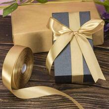 1 Roll 22m/72ft Champagne Gold Wedding Decoration Ribbon, Multi-Functional Ribbon, Silk Ribbon For DIY Crafts, Suitable For Gift Box Packaging, Invitations, Floral Design, Festival And Party Decorations, Baking Packaging, Bouquet Ribbons,Suitable For Many Occasions, Birthdays Party Decorations, Mother's Day, Valentine's Day, Weddings Scene Layout - Gold - View 1