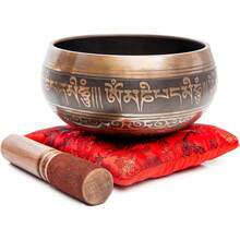 Euuztu Premium Singing Bowl Set – Handmade In Nepal Sound & Meditation Bowl – Spiritual Decor Yoga, Wellness Spaces & Relaxation By Himalayan (Brown & Red) - Turquoise - 查看 11