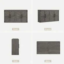 Aparador SICOTAS con 4 puertas, aparador moderno con almacenamiento y estantes ajustables, gran gabinete de almacenamiento tipo credenza - Gris ceniza - Ver 8