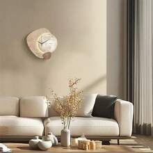 1pc 2D Flat Planet Surface Texture & Color Block Silent Wall Clock, Super Quiet Quartz Movement, No Ticking Sound, Suitable For Decorating Living Room, Bedroom, Office, Kitchen And Cafe, Perfect Decorative Gift For Friends And Family, Home Decor, Back To School Room Decor, Study Supplies - Multicolor - View 12