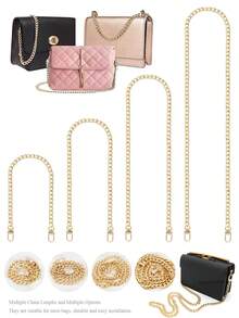 Premium Gold Tone Metal Bag Chain Replacement Strap(15.7-Inch, 23.6-Inch, 35.4-Inch, 47.2-Inch)Adjustable & Multiple Length Options Purse Chain, Lobster Clasp Design For Easy Installation, Compatible With Crossbody Bags, Clutches, Shoulder Bags & Most Handbags, Stylish Handbag Chain Accessory For Bag Upgrade