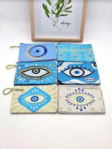 Ví đựng tiền xu thêu cho trẻ em mới, bộ 1/2/3/6 chiếc, họa tiết mắt quỷ, túi thêu hai mặt cho bé gái, túi đựng đồ di động, túi đựng mỹ phẩm cho bé gái, ví đựng thẻ đa chức năng, ví tiền, túi đựng mỹ phẩm chất lượng cao kiểu cổ điển, túi xách tiện dụng, ví đựng tiền xu họa tiết tinh tế. - Nhiều màu - Xem 12
