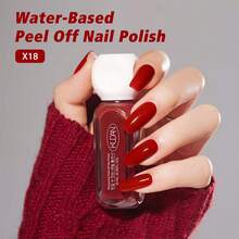 KUDAN 2 Bottles 10ml Red Water-Based Peel-Off Nail Polish Set, Odorless Quick-Drying Nail Polish, No Need For Baking, Long-Lasting, Suitable For Daily Manicure, Home Manicure And Nail Salon - Multicolor - View 8