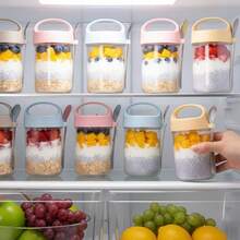 NEARPOW 6 Pcs Recipientes de Avena de 400 ML con Tapa Hermé Tica y Cuchar Vasos para Avena Frascos de Vidrio con Tapa Tarros de Avena de Vidrio para Café Té Azúcar Especias - como en la foto - Ver 6